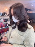 暗髪レイヤーエギョモリショコラベージュ韓国20代30代40代