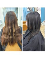 シャルティア(SHALLTIA)&nbsp;ハイライトカラービフォーアフター【山口市ハイトーンカラー】