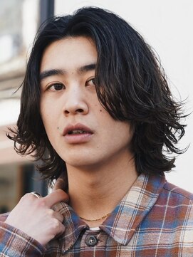 フィフス 神南(fifth) メンズボブセンターパートマッシュウルフボブスパイラルパーマ