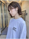 小顔大人ボブ暗めカラーミディアムデザインカラー