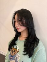 ログ オモテサンドウ(L.O.G OMOTESANDO)&nbsp;バタフライレイヤーカーテンバングブルーブラック