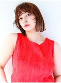 大人のかわいい切りっぱなしボブ/暖色系カラー