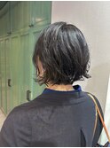 イヤリングカラー/くせ毛カット/ボブ/ショートボブ/黒髪