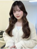 波ウェーブ顔まわりレイヤーチョコブラウン透明感カラー渋谷