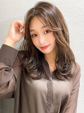 アフロート エル 大阪(AFLOAT L) デジタルパーマ前髪パーマ韓国くびれミディアムチェリーブラウン