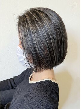 20代30代大人可愛い小顔ボブグレージュハイライト