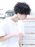 黒髪ツーブロ波巻きスパイラルシャドウパーママッシュ