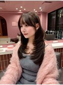 ハッシュカット/韓国レイヤー/顔まわり/ブラウン/ベージュ/前髪