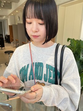 ガリカ 博多(Gallica) 【恒吉佐央里】まとまる黒髪ぱっつんボブ/内巻きボブ<博多>