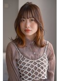 オレンジベージュ イヤリングカラー インナーカラー