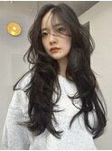 冬の重ためレイヤーカット/バタフライレイヤー/グレージュカラー