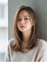ロッソ 大橋店(Rosso) ブラウンのさらっとレイヤーセミロング【大橋】