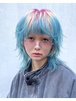 レコ 渋谷(LECO)&nbsp;ウルフカットシャギーレイヤーカットピンクブルーデザインカラー