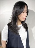 【顔周りレイヤー×暗髪グレージュ】