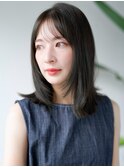 ☆フェミニンロング大人かわいいぱっつん前髪レイヤーカット小顔