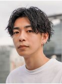 波巻きセンターパート/波巻きパーマ/センターパート