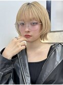 海外レイヤーミニボブ 切りっぱなし ハイトーンベージュA0720