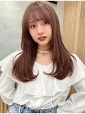ブリーチなしチョコレート色×前髪/顔周り×韓国ロング[大宮]