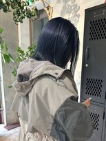 ヲタク(wotaku.)&nbsp;ネイビーカラーネイビーブルーダブルカラーケアブリーチ青髪ボブ