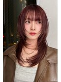 カシスピンクブラウン　レイヤーカット 【韓国ヘア 大阪 梅田】 