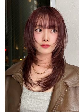 ランズ(LANDS) カシスピンクブラウン　レイヤーカット 【韓国ヘア 大阪 梅田】