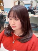 ミディアムレイヤーカット/マロンベージュ/顔周り/前髪/立川