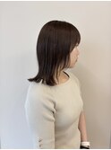 顔周りミディアムレイヤー×ダークブラウン