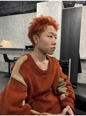 スパイキーショート/オレンジブラウン/メンズハイトーン/渋谷