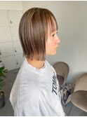 垢抜けハイライト/ぱっつんボブ/白髪ぼかし/ミニボブ
