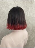 裾カラー グラデーション 赤髪 レッドカラー オタク 派手髪