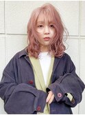 ピンクベージュ×ゆるふわウェーブ