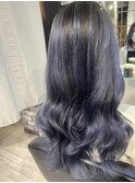 バレイヤージュブルーラベンダー[原宿/ブリーチ/ヘアセット]