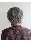 シルバーベージュ#ダブルカラー#ショートウルフ#ケアブリーチ