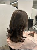 切りっぱなしボブ/エアリーロング/美髪/ピンクブラウン/ショート