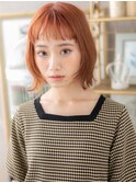 フレンチカジュアルオン眉前下がりボブパーマ