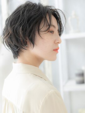 モッズヘア 越谷(mod's hair) 大人かわいい黒髪ウェットヘア束感ショートc6越谷20代30代40代