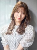 ロング顔周りレイヤー韓国ヘアおくれ毛_F10613