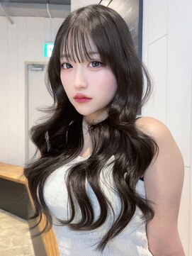 アルバム 池袋(ALBUM) 暗めカラーロンググレージュ韓国ヘア顔周りレイヤー_F21015