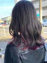 美容師 久保浦 インナー + 透け感グレーカラー