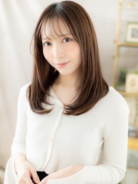 カバーヘア ブリス 志木南口駅前店(COVER HAIR bliss) 透けバングダークブラウンミディアムレイヤーh4志木20代30代40代