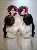 編み込みサイドポニー