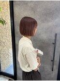 オレンジ/ボブ/透明感カラー