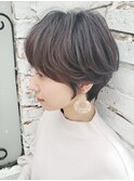 アッシュブラウンオフィスヘアネオウルフ外ハネボブ