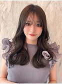 韓国風前髪/グレーベージュ/黒髪/レイヤーロング/髪質改善/新宿