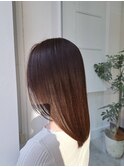 ウェーブヘア/シアベージュ/バングカラー/シースルーバング