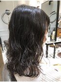 レイヤー　ミディアム　パーマスタイル　低温デジパ