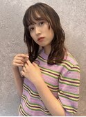 三軒茶屋_レディース_セミロング_ブラウン_コテ巻き_パーマ_小顔