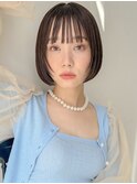 ボブ色素薄めカラーシースルーバング顔まわりカット