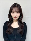 顔まわりレイヤー 艶カラー 暗髪 韓国風 髪質改善 福岡美容室
