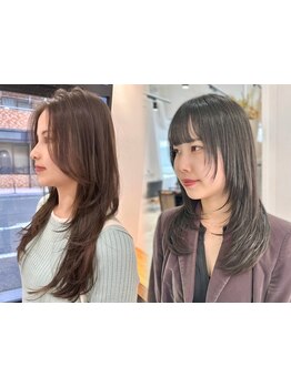 【顔まわりレイヤー・ハッシュレイヤー】カット+カラー＋オージュアTR\8330♪ボブもお任せ[用賀]